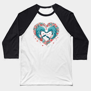 Valentine's Day Dolphin Hearts Baseball T-Shirt